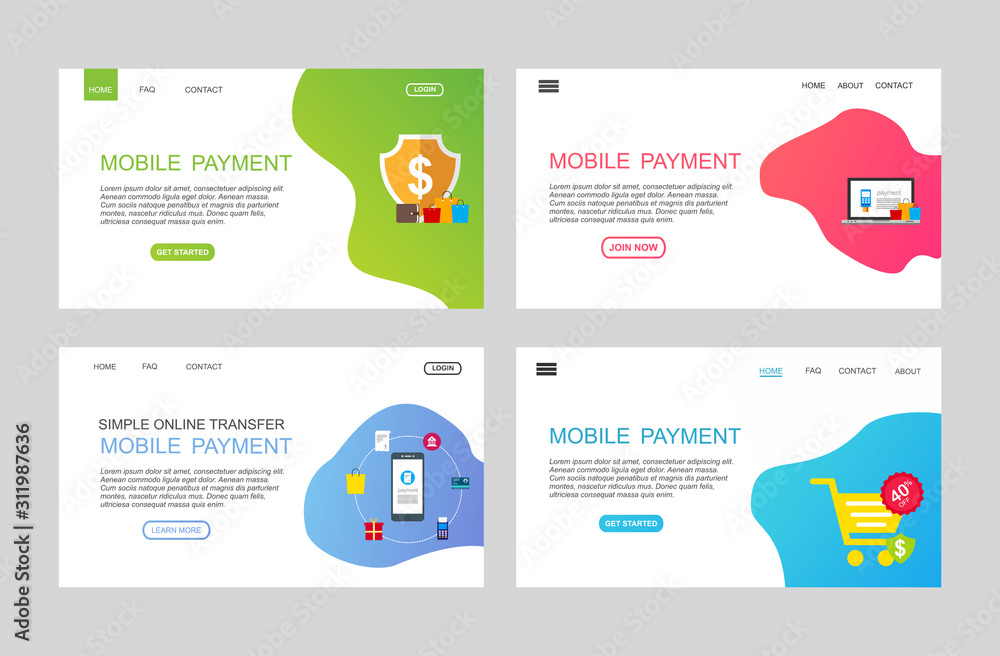 Poster modern flat design concept mobile payment for website and mobile website. landing page template. eas