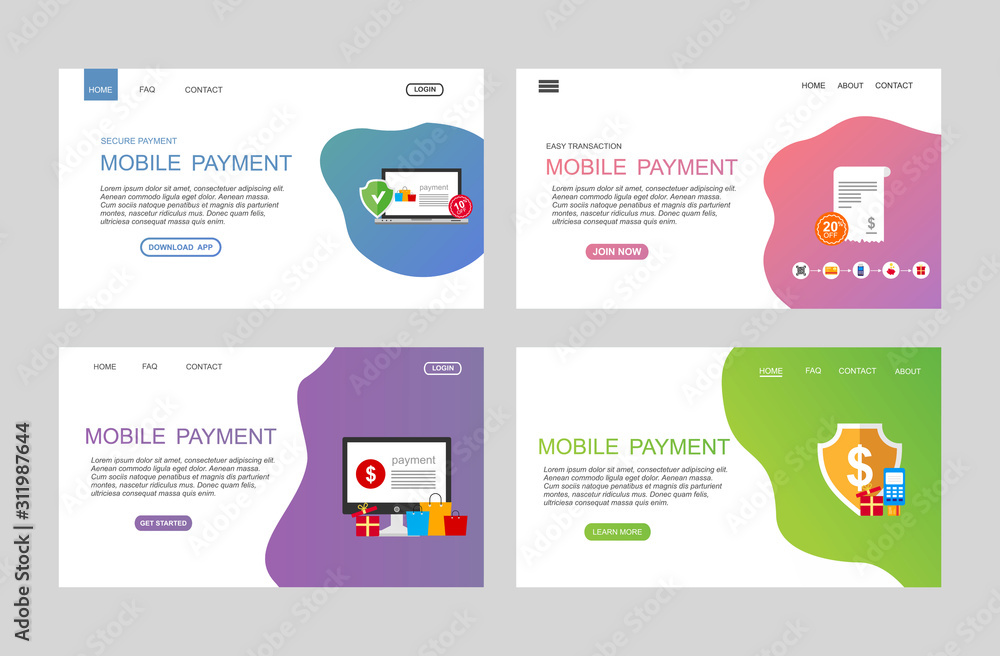 Poster modern flat design concept mobile payment for website and mobile website. landing page template. eas