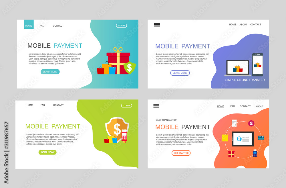 Poster modern flat design concept mobile payment for website and mobile website. landing page template. eas