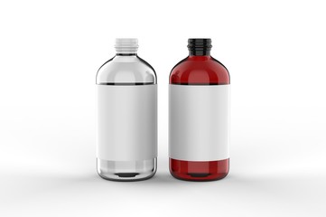 Blank Cocktail  Classic Tonic Syrup For Branding, 3d render illustration.