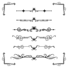 Fototapeta premium Text separator decoratice divider book typography ornament design elements vintage dividing shapes Border illustration