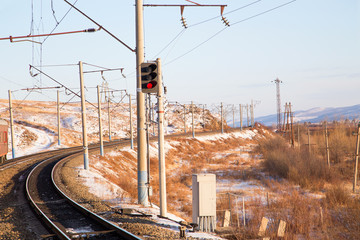 Winding railway in the Baikal region .Horizontally.