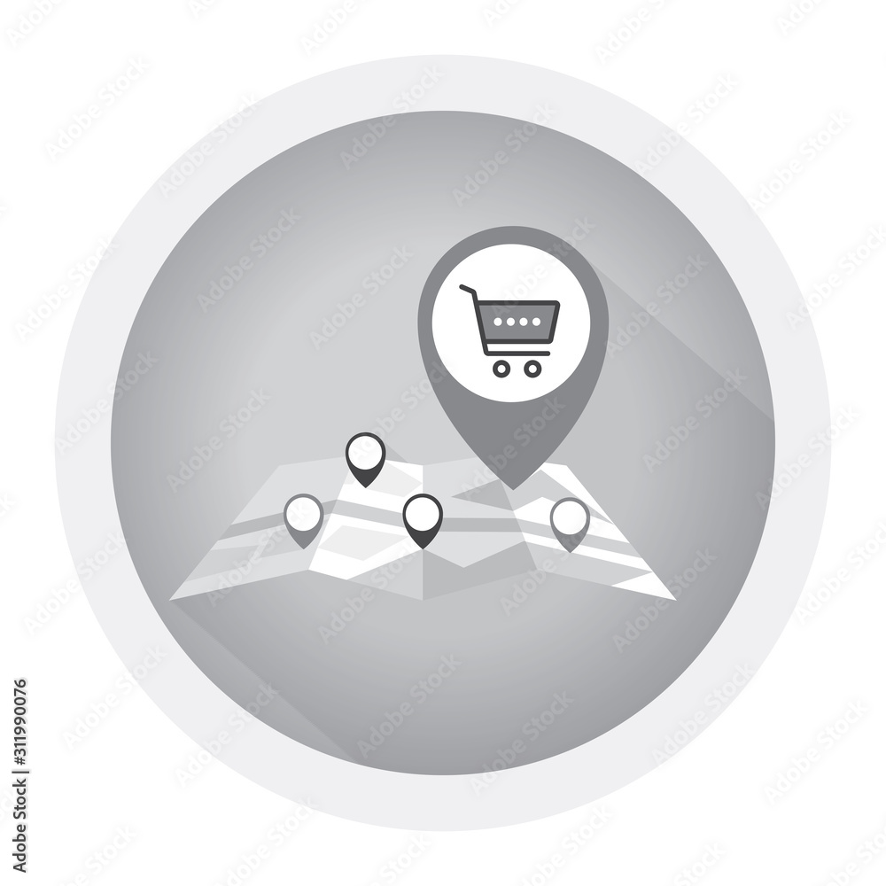 Aufkleber navigation app with map vector template design illustration. black and white icon