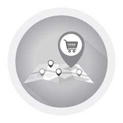 Navigation App With Map Vector Template Design Illustration. Black and white icon