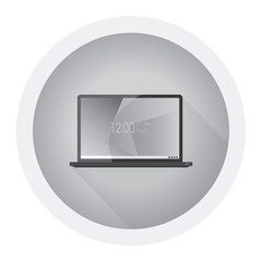 Fototapeta premium Laptop flat icon. Computer symbol. Vector illustration. Black and white icon