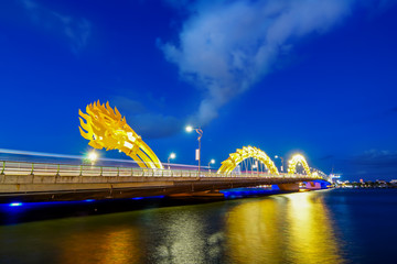 View of Dragon bridge which is a very famous destination of Da nang city, Vietnam.