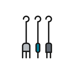 Tattoo needles, equipment flat color line icon. Isolated on white background