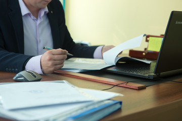 Fototapeta premium Business man in office busy with business work