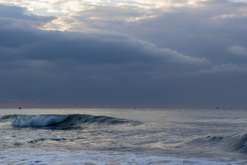seascape waves in the early morning at dawn