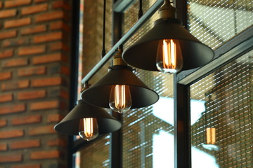 vintage light lamp interior in cafe