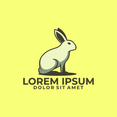 Standing rabbit logo template with modern emblem in flat design pictogram illustration