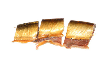 smoked fish isolated on white background