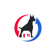 abstract logo a dog with a house as a negative space