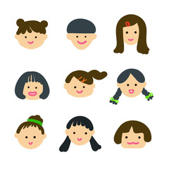 顔　ヘアスタイル　女の子　アイコン