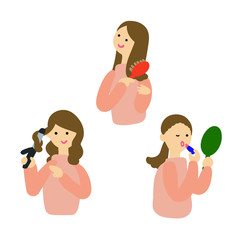身だしなみ　準備　女性　ヘアアイロン
