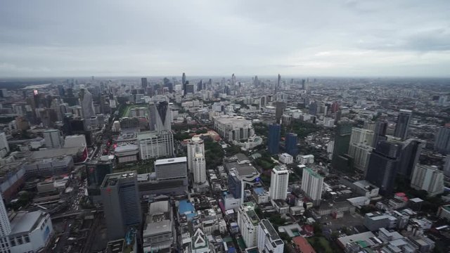 Slow panning right from the highest point in Bangkok city with a nice view of the financial district and some luxury hotels