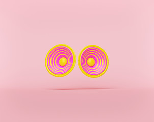 two sound speakers isolated on pastel background. abstract Minimalism concept. 3d rendering