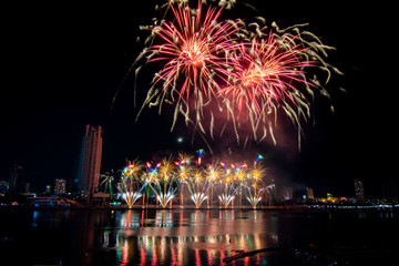 Fototapeta premium Da Nang firework festival which is a very famous festival of the city.