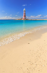 Lighthouse on the Bahamas Island Ocean Cay Marine Reserve	