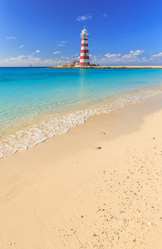 Lighthouse On The Bahamas Island Ocean Cay Marine Reserve	