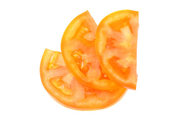 slices of tomato isolated on a white background top view