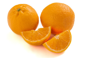 Oranges isolated on a white background. Fresh citrus fruits.