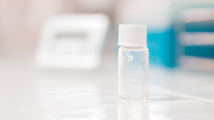 Brown bottle on blur background.