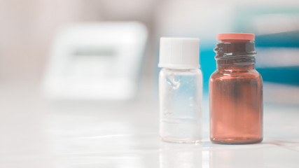 Brown bottle on blur background.