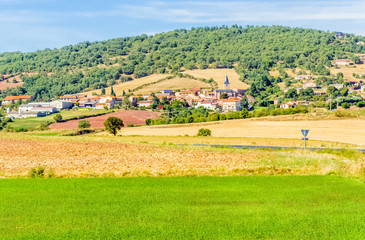 Fototapeta na wymiar rural landscape, village of Rebourguil, Aveyron, France 