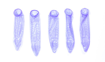 Blue condom, isolated