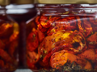 Canned sun dried red cherry tomatoes.