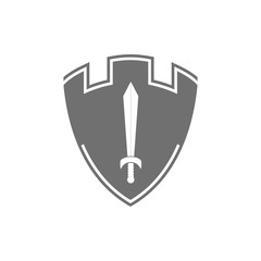 Vector of Shield castle with sword logo design eps format
