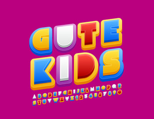 Vector Colorful Logo Cute Kids. Bright Modern Font. Original Alphabet Letters and Numbers.