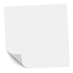 Note paper with a bent left bottom corner. Vector illustration.