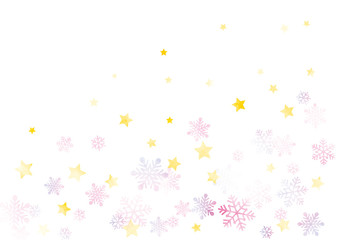 雪と星の背景　水彩　ピンク