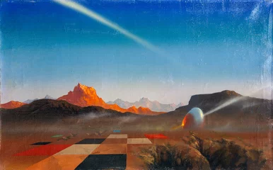 Surrealismus-Ölgemälde auf Leinwand - Berge © lisaveya