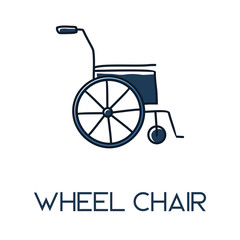 wheel chair  minimalist out line hand drawn medic flat icon illustration