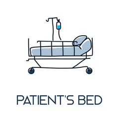 Hospital patient's bed minimalist out line hand drawn medic flat icon illustration