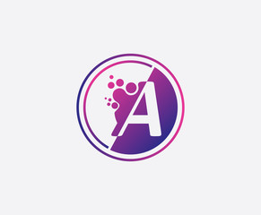 Dotted A Letter Techno Logo.