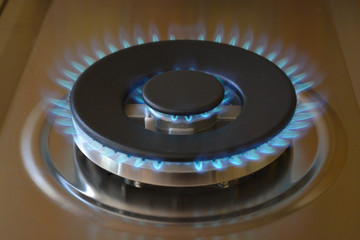 gas stove with blue  flame