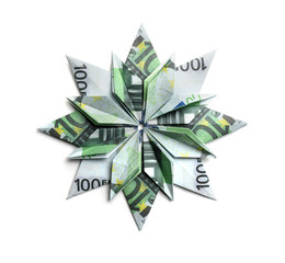 picture of origami snowflake from Euro banknotes