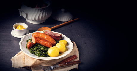 oldenburg kale with pinkel sausage and kassler