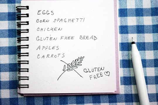Gluten free diet concept, shopping list