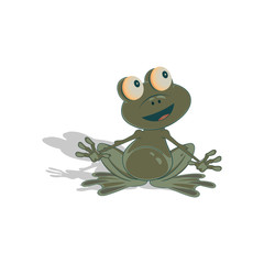 Little sitting smiling frog Vector illustration on a white background.