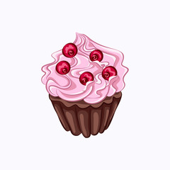 Chocolate cupcake with pink cream