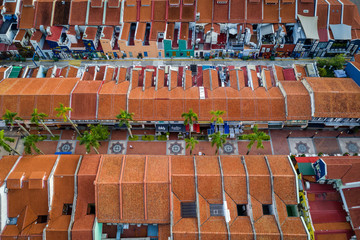 Naklejka premium Bugis, Singapore Dec 01/2019 early morning at Baghdad Street from above