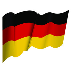 3d Illustration A Waving Germany Flag On White Background.
