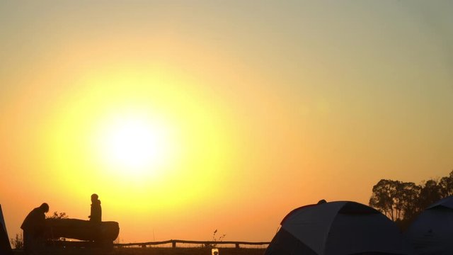 golden sunrise above the mountain range on Khun Sathan Nation Park