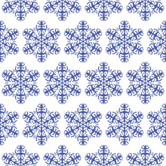 Snowflakes seamless pattern - vector background for continuous replicate.