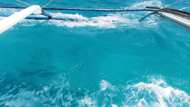 Bangka boat details, traditional Philippine sailing boat, Palawan, Philippines. Travel concept.